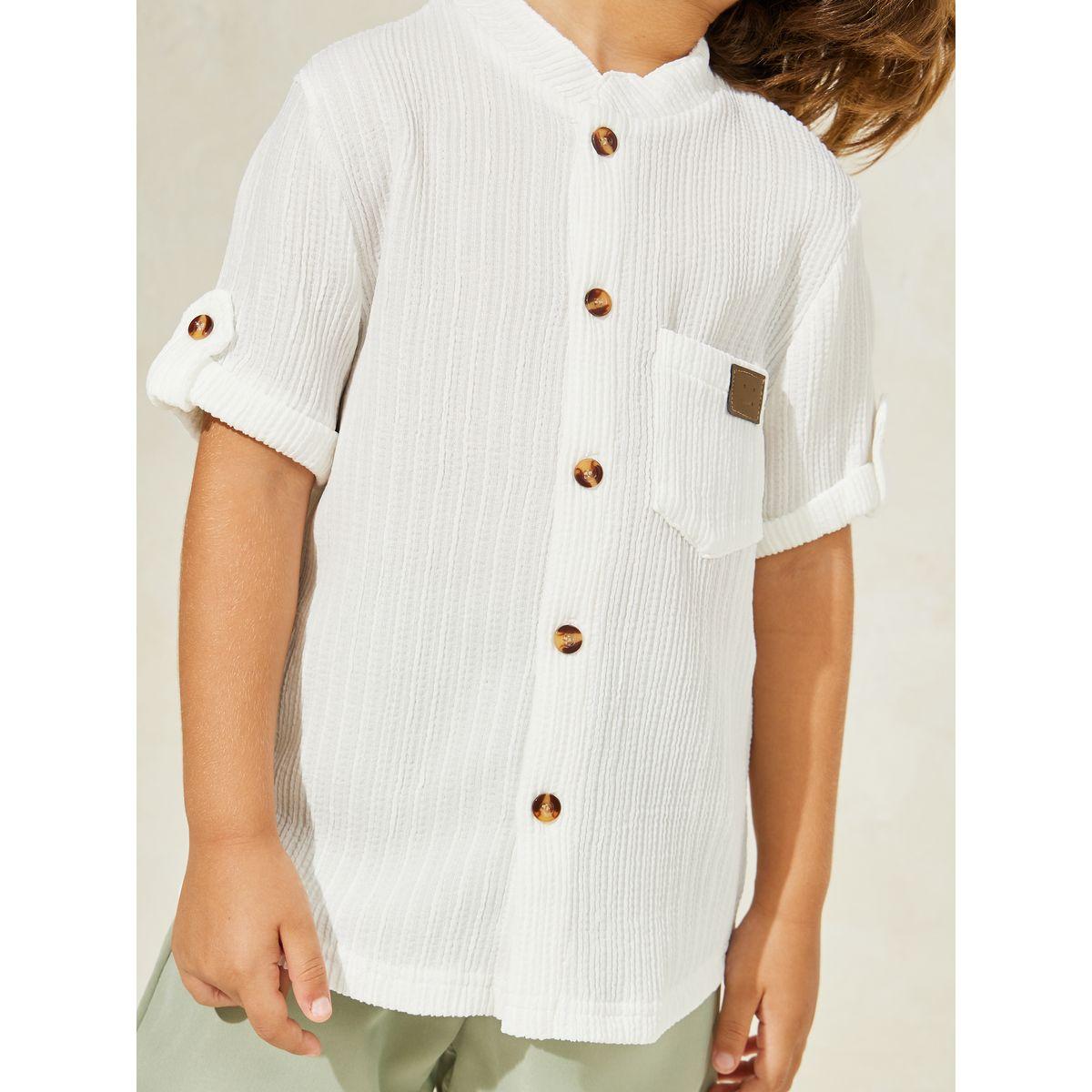 Styli Textured Shirt & Solid Shorts Set-boys-clothing-setsandcoords-image-3