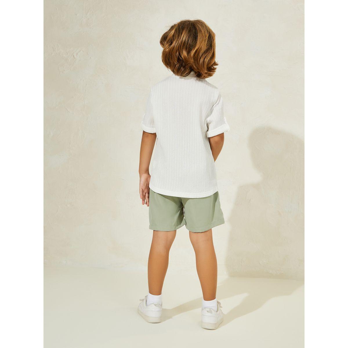 Styli Textured Shirt & Solid Shorts Set-boys-clothing-setsandcoords-image-4
