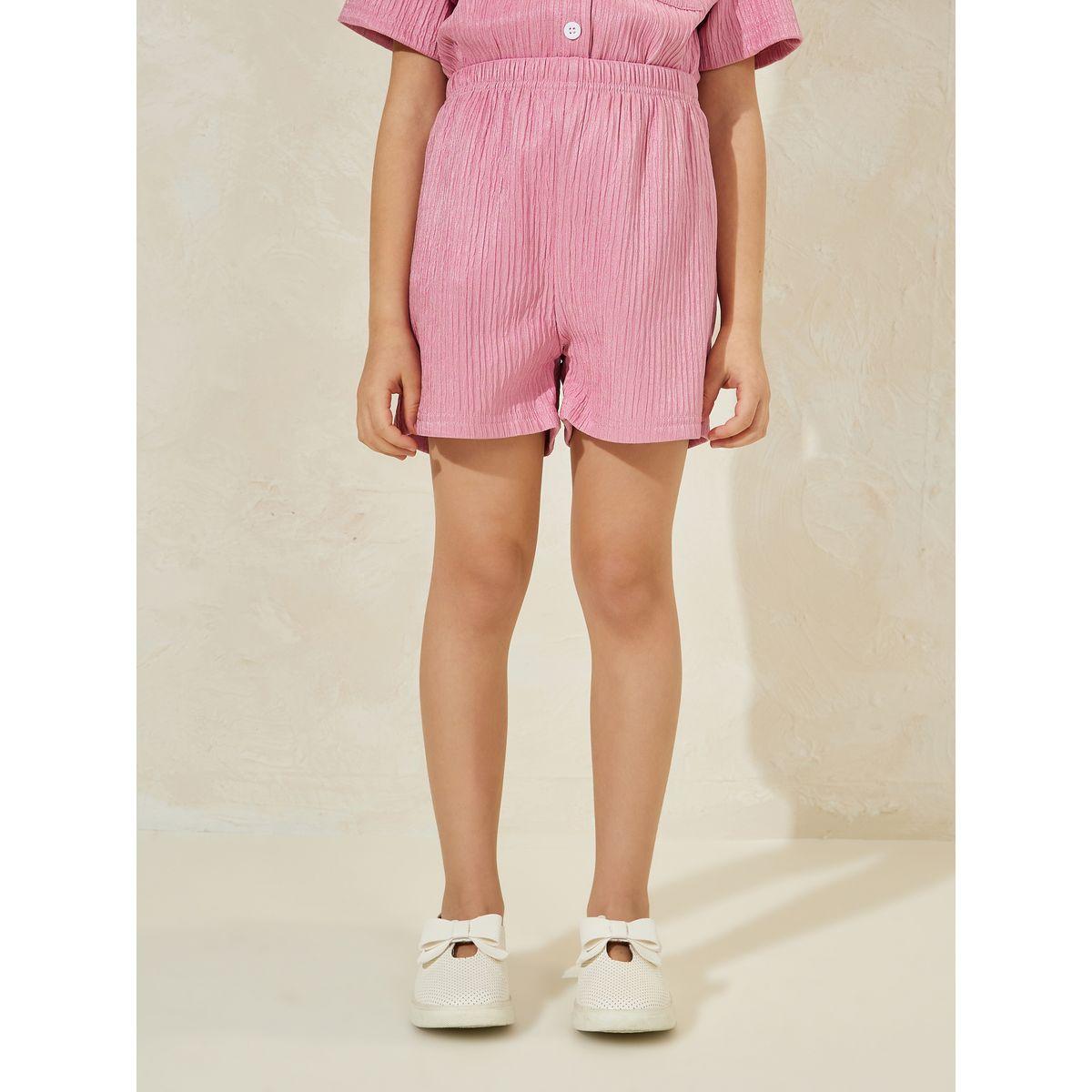 مجموعة من شورت وبلوزة بتفاصيل بارزة الملمس-girls-clothing-setsandcoords-image-5