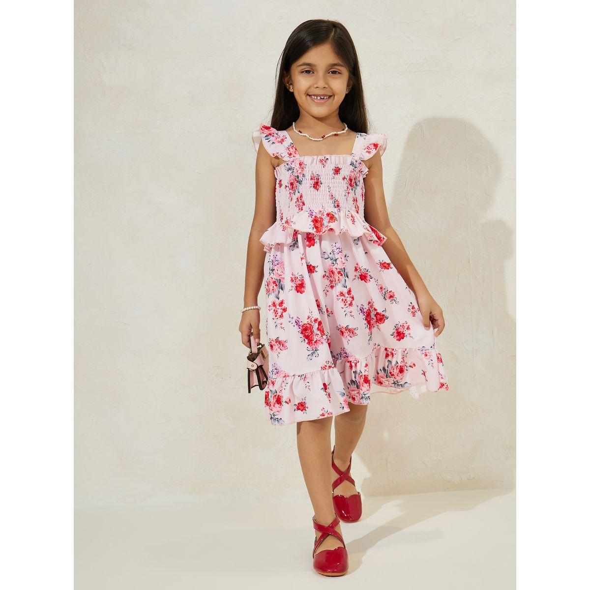 Styli Ruched Front Floral Printed Layered Dress-girls-clothing-dressesandjumpsuits-image-1