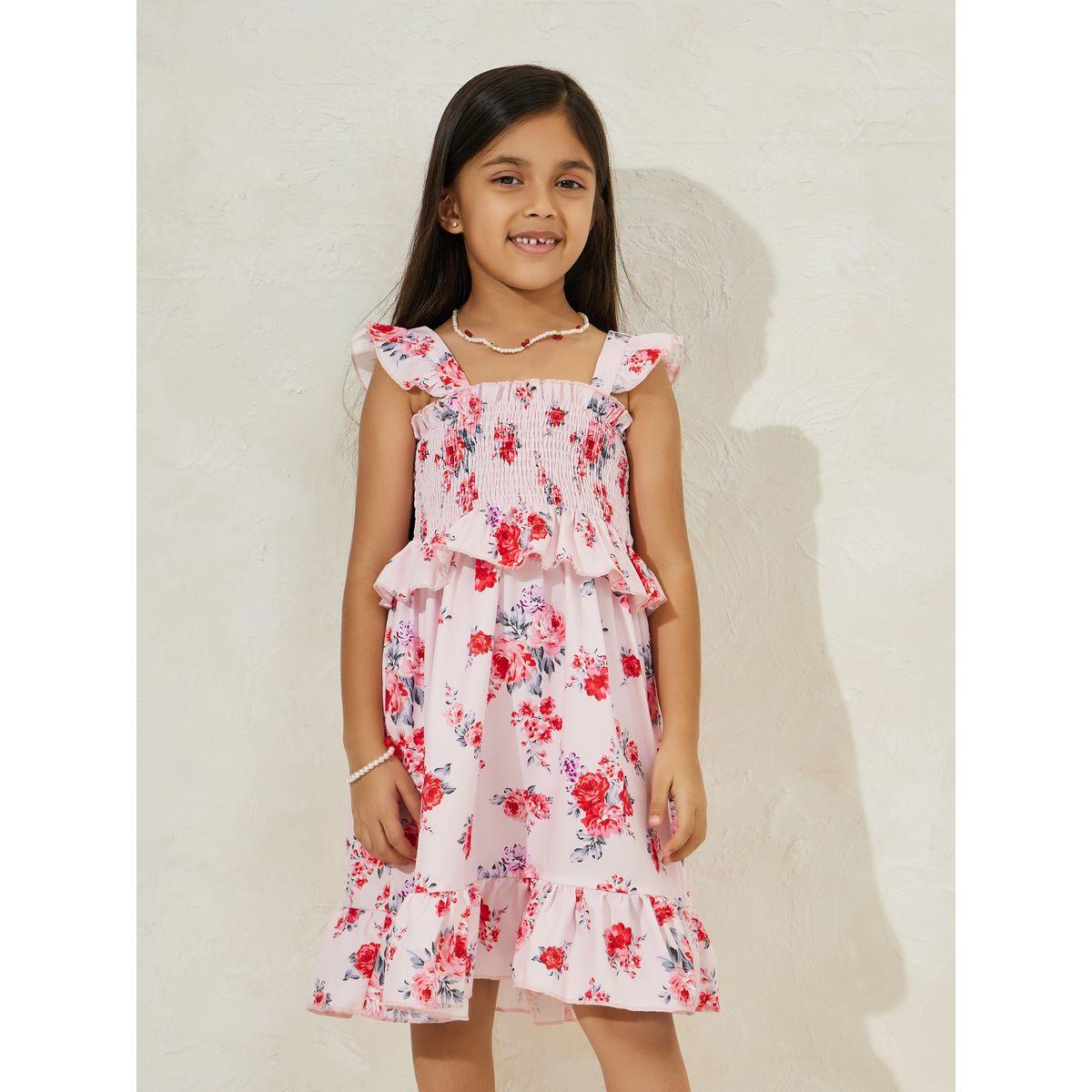 فستان مطبع بزهور مع طبقات وتفاصيل مزمومة-girls-clothing-dressesandjumpsuits-image-2