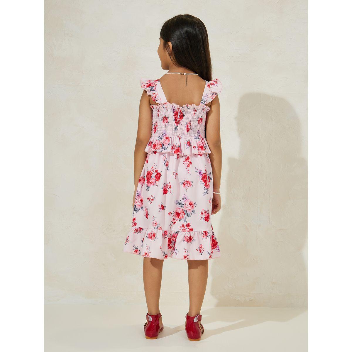 Styli Ruched Front Floral Printed Layered Dress-girls-clothing-dressesandjumpsuits-image-4