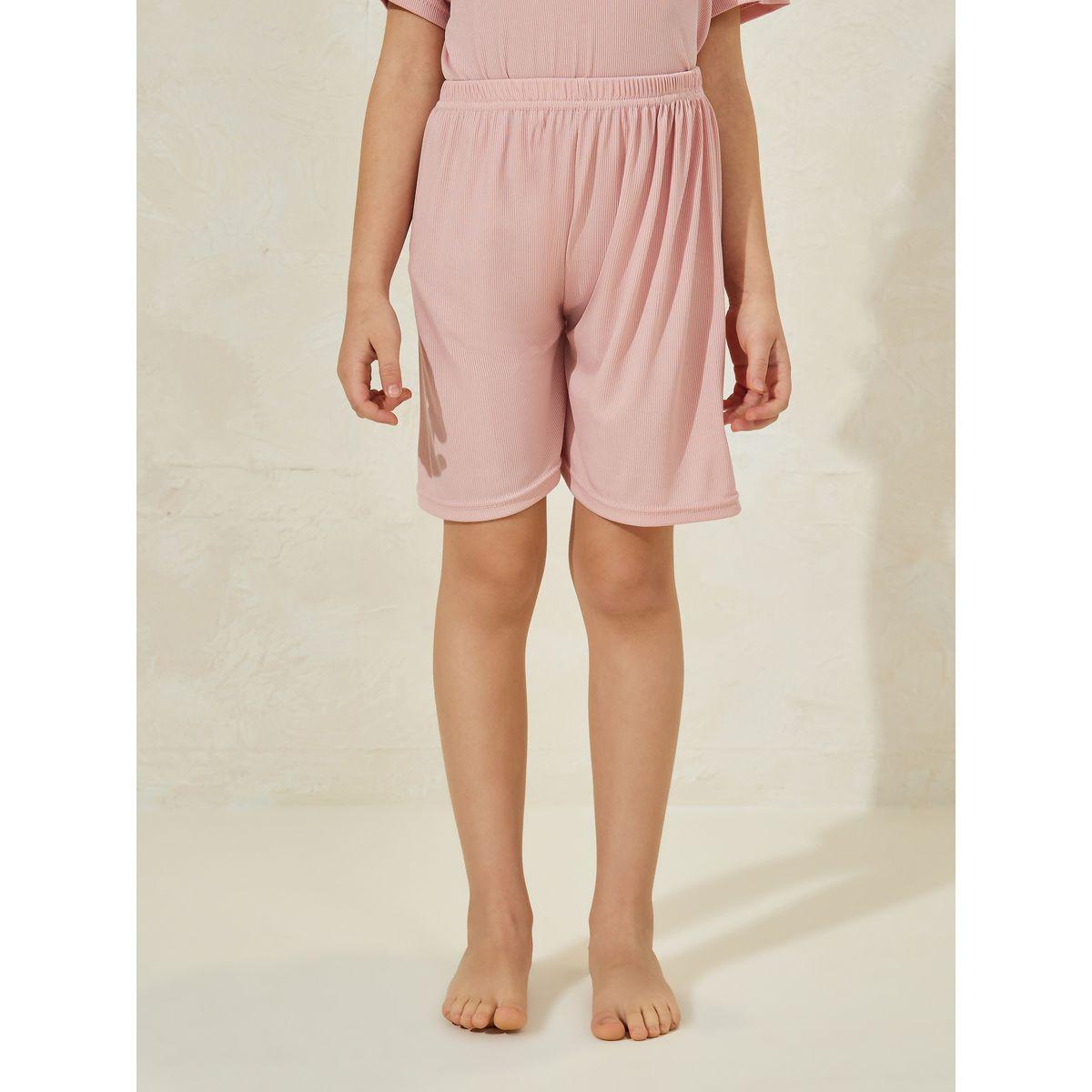 Styli Solid Patch Detail T-Shirt & Shorts Set-girls-clothing-nightwear-image-5