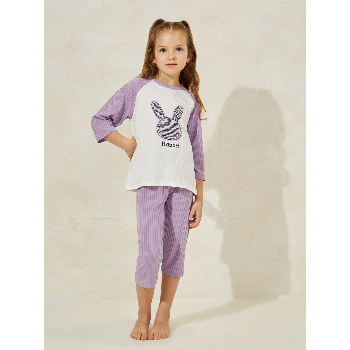 طقم من بنطال بيجاما قصير مع تيشيرت باكمام 3/4-girls-clothing-nightwear-image-1