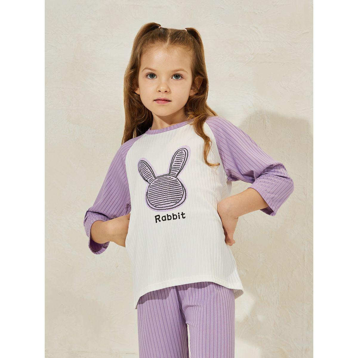 طقم من بنطال بيجاما قصير مع تيشيرت باكمام 3/4-girls-clothing-nightwear-image-2