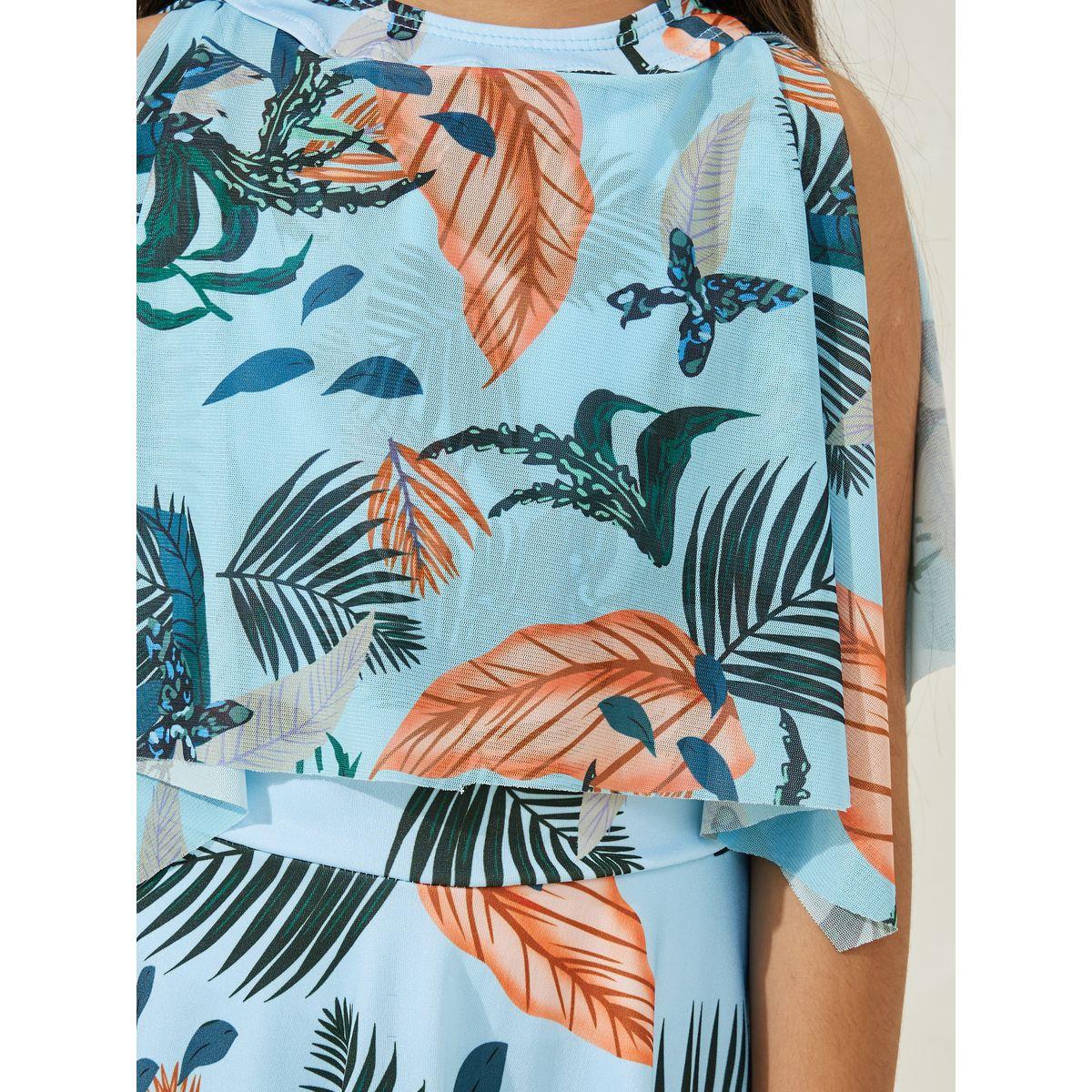 Styli Tropical Print Halter Neck Layered Swimsuit-girls-clothing-swimwear-image-3