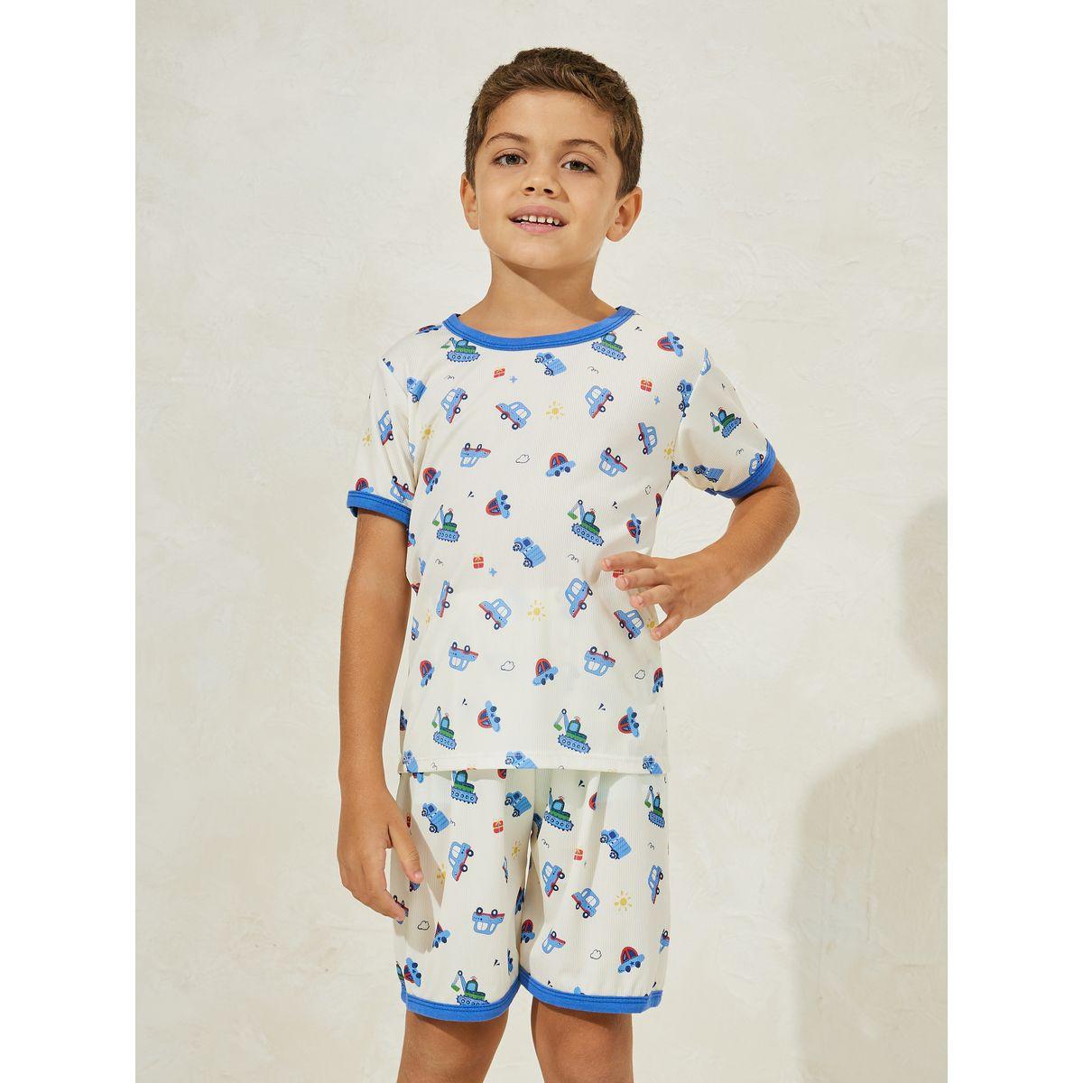 Styli Car Printed T-Shirt & Short Pyjama Set-boys-clothing-nightwear-image-3