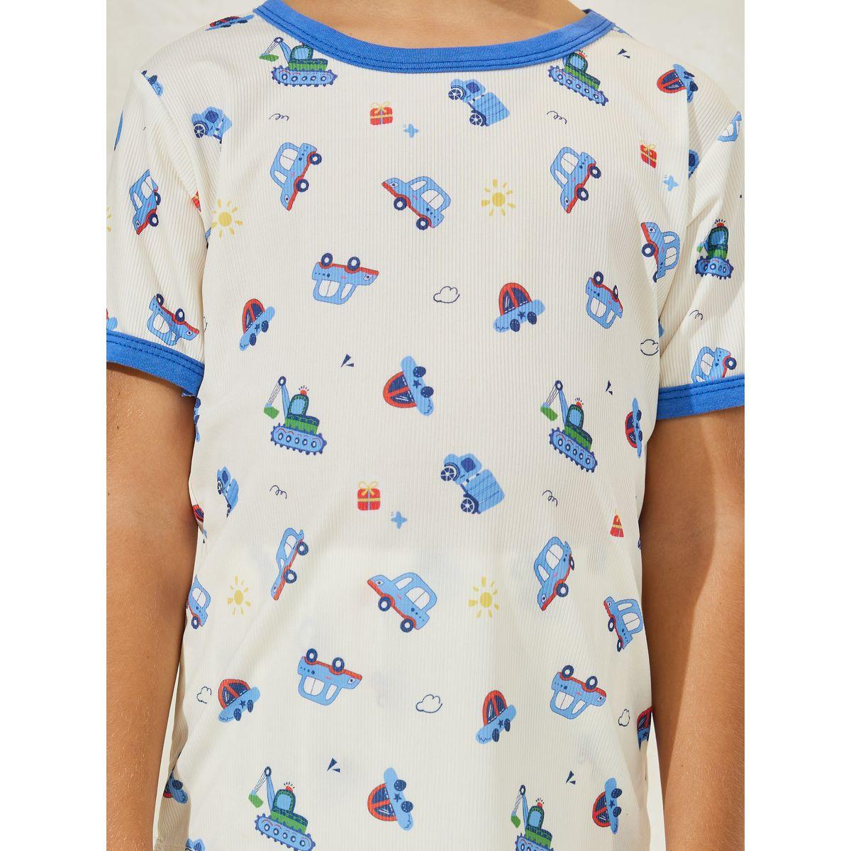 Styli Car Printed T-Shirt & Short Pyjama Set-boys-clothing-nightwear-image-4