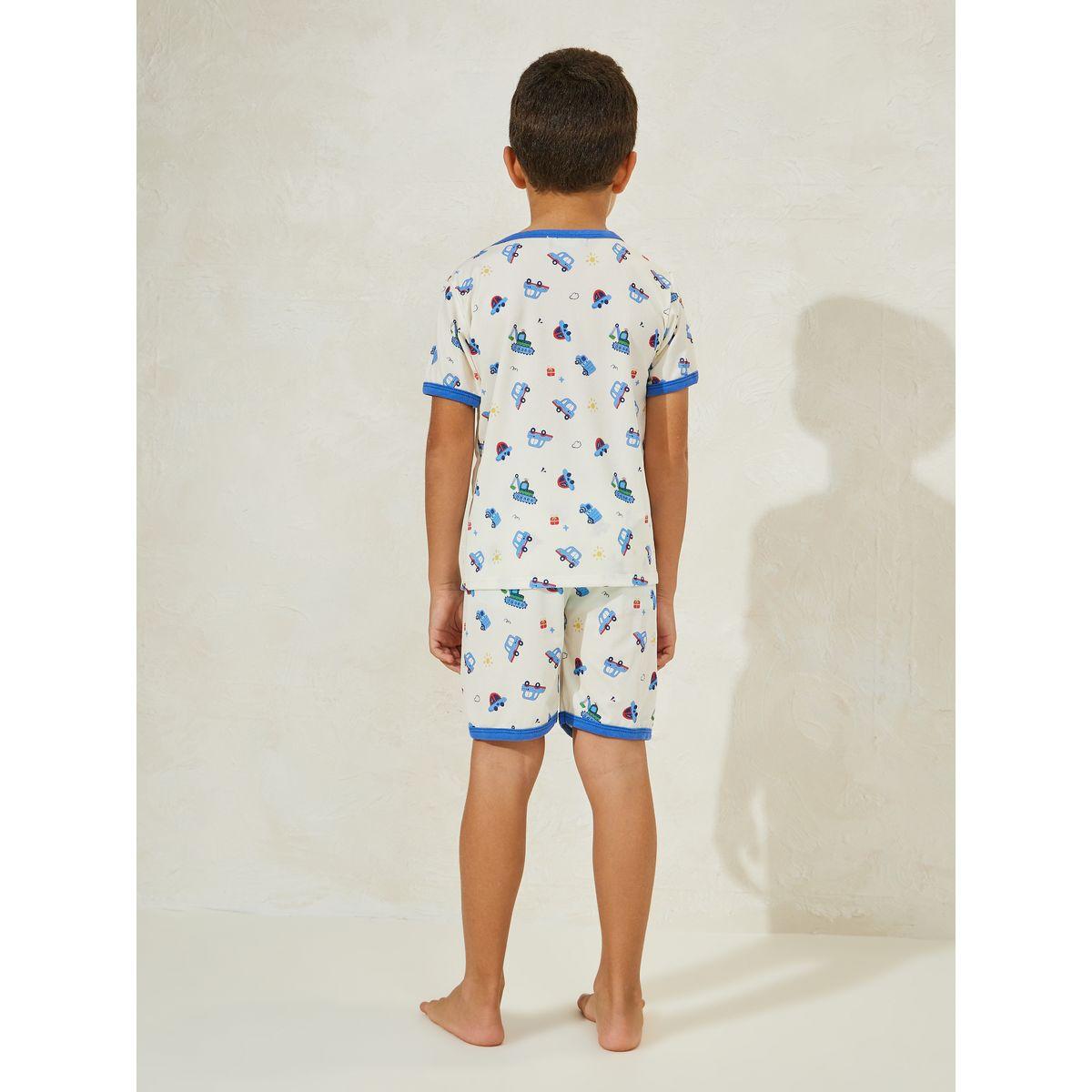 Styli Car Printed T-Shirt & Short Pyjama Set-boys-clothing-nightwear-image-5