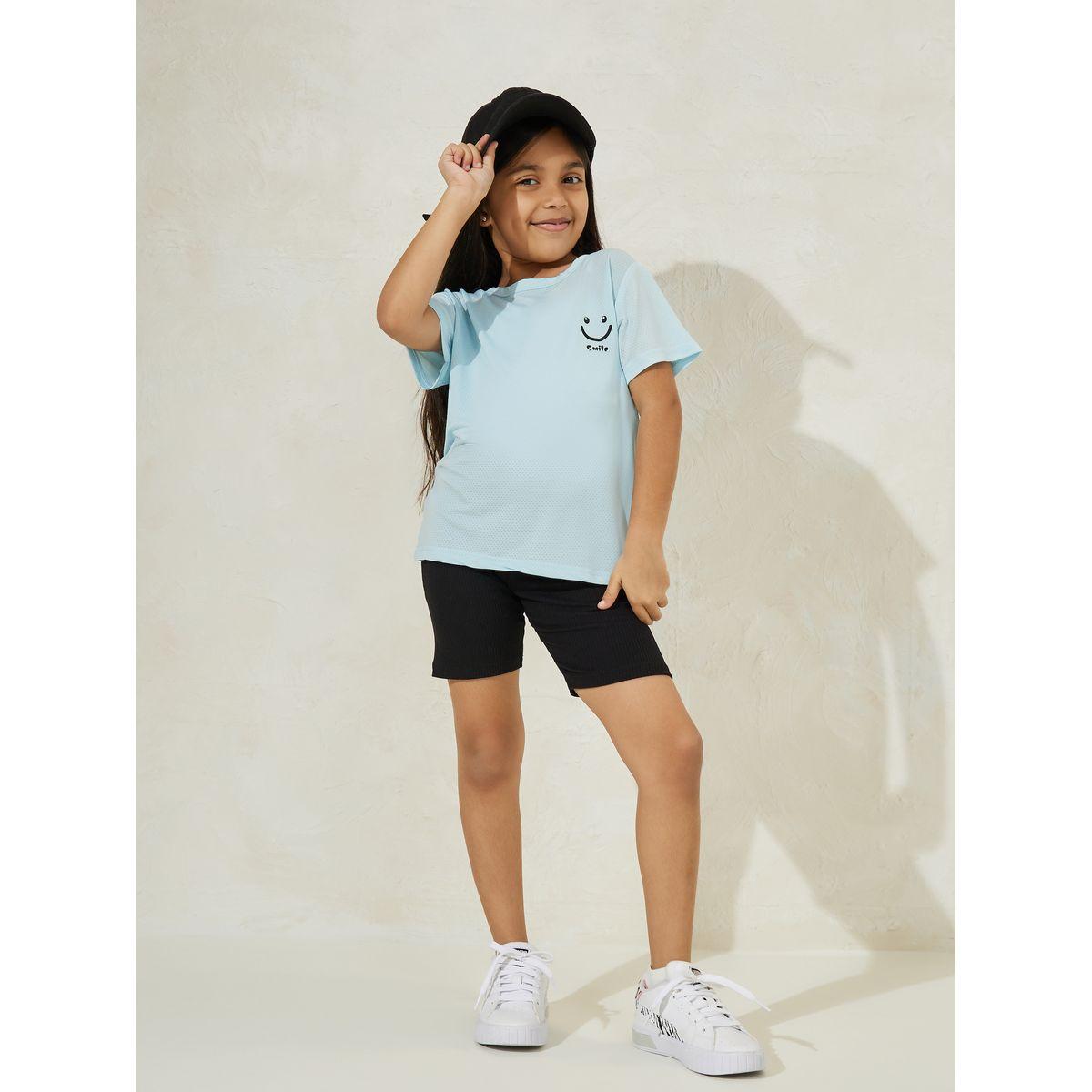 Styli Ovesized Drop Shoulder Mesh Quick-Drying Sports T-shirt-sports-girls-clothing-tops-image-2