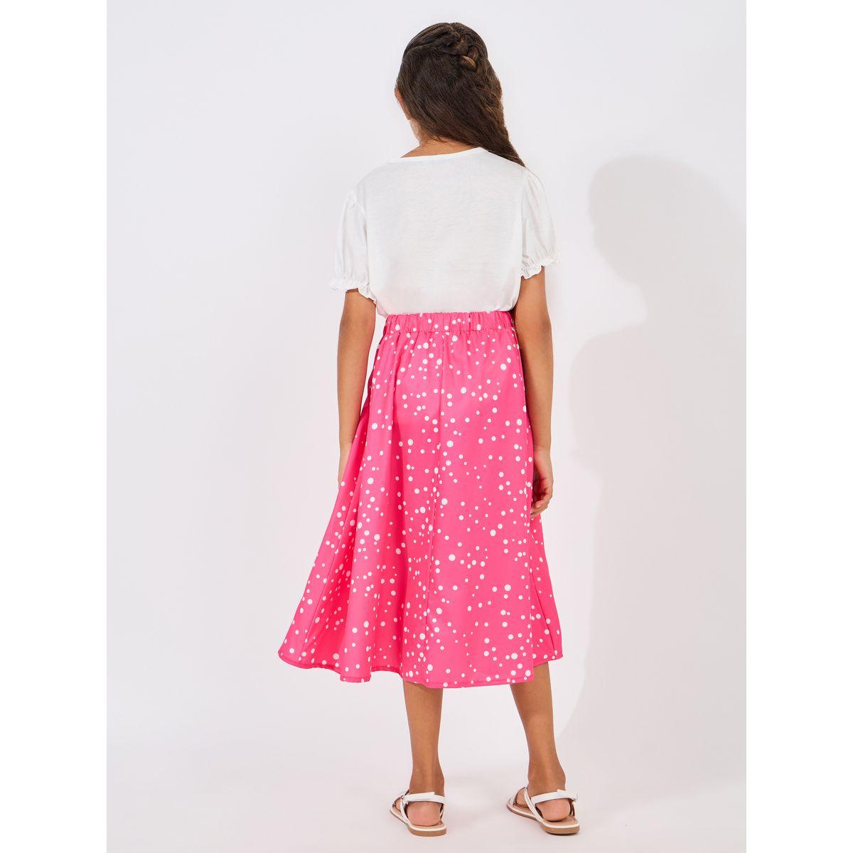 Styli Girl Graphic T-Shirt & Polka Dot Skirt Set-girls-clothing-setsandcoords-image-4