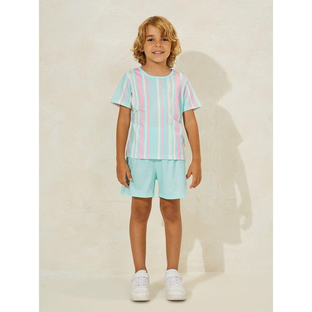 مجموعة من شورت وتيشيرت مطبع بخطوط-boys-clothing-setsandcoords-image-1