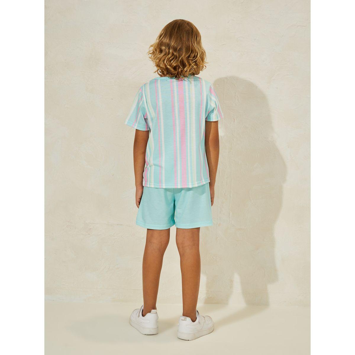 Styli  Stripe Print T-Shirt & Shorts Set-boys-clothing-setsandcoords-image-4