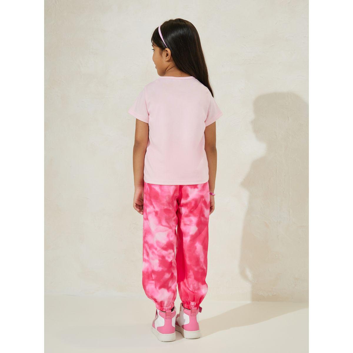 مجموعة من بنطال مع تيشيرت مطبع بحرف-girls-clothing-setsandcoords-image-4