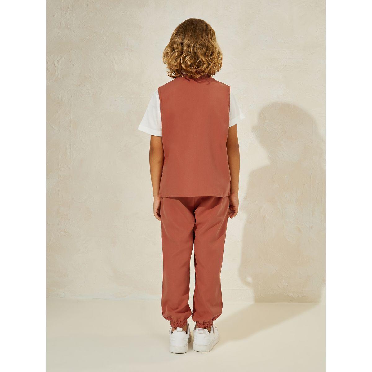 Styli 4pcs Solid T-Shirt & Zipper Front Vest & Pant & Crossbag Set-boys-clothing-setsandcoords-image-6