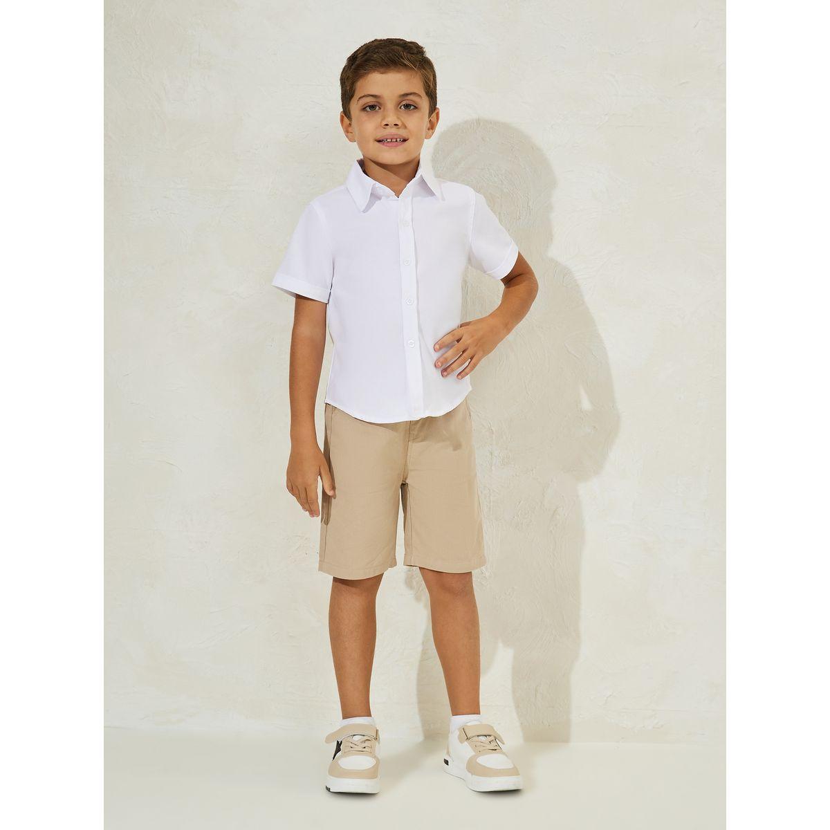 Styli Solid Short Sleeve Button Down Shirt-boys-clothing-shirts-image-2