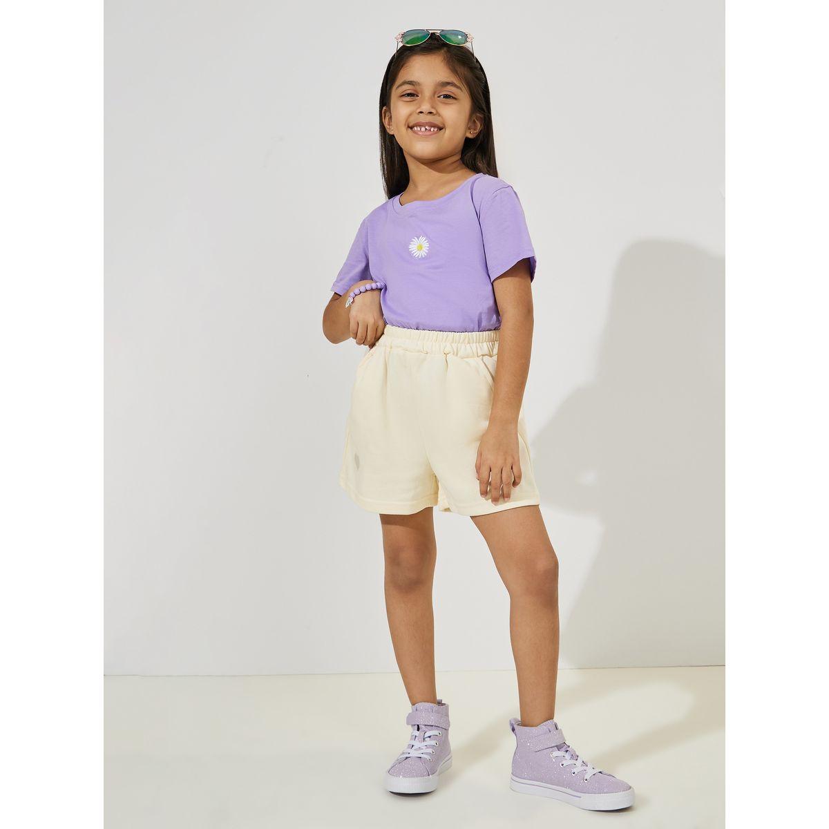 شورت بخصر مطاطي مع قلب بتفاصيل مُطرّزة-girls-clothing-bottoms-shorts-image-2
