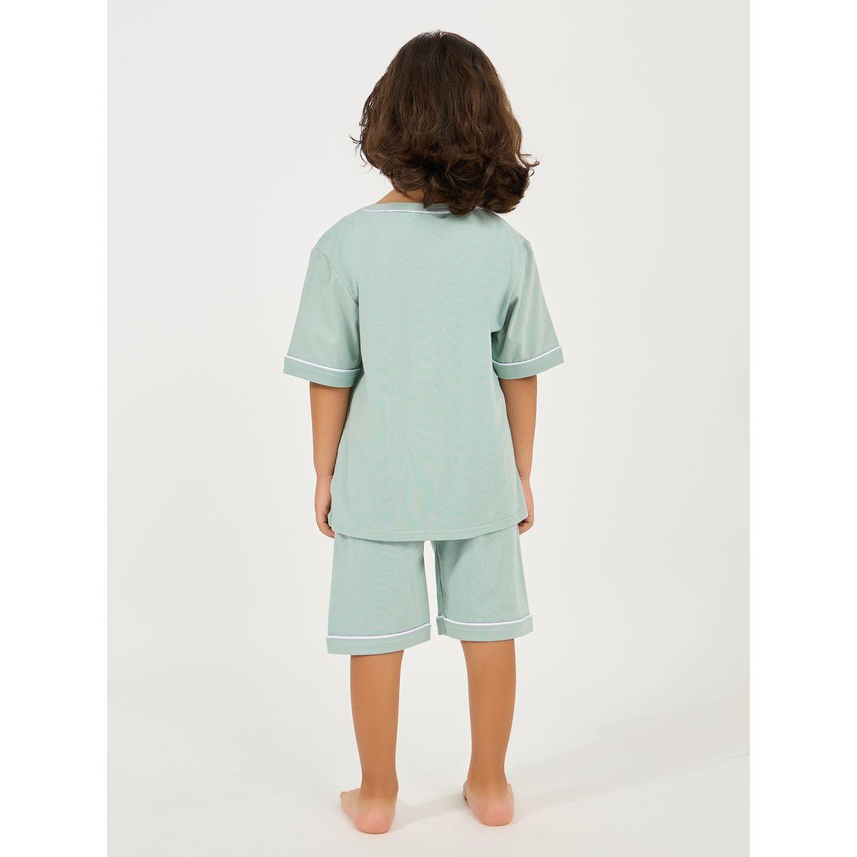 Styli Cotton Minimal Print T-Shirt & Shorts Set-boys-clothing-nightwear-image-4