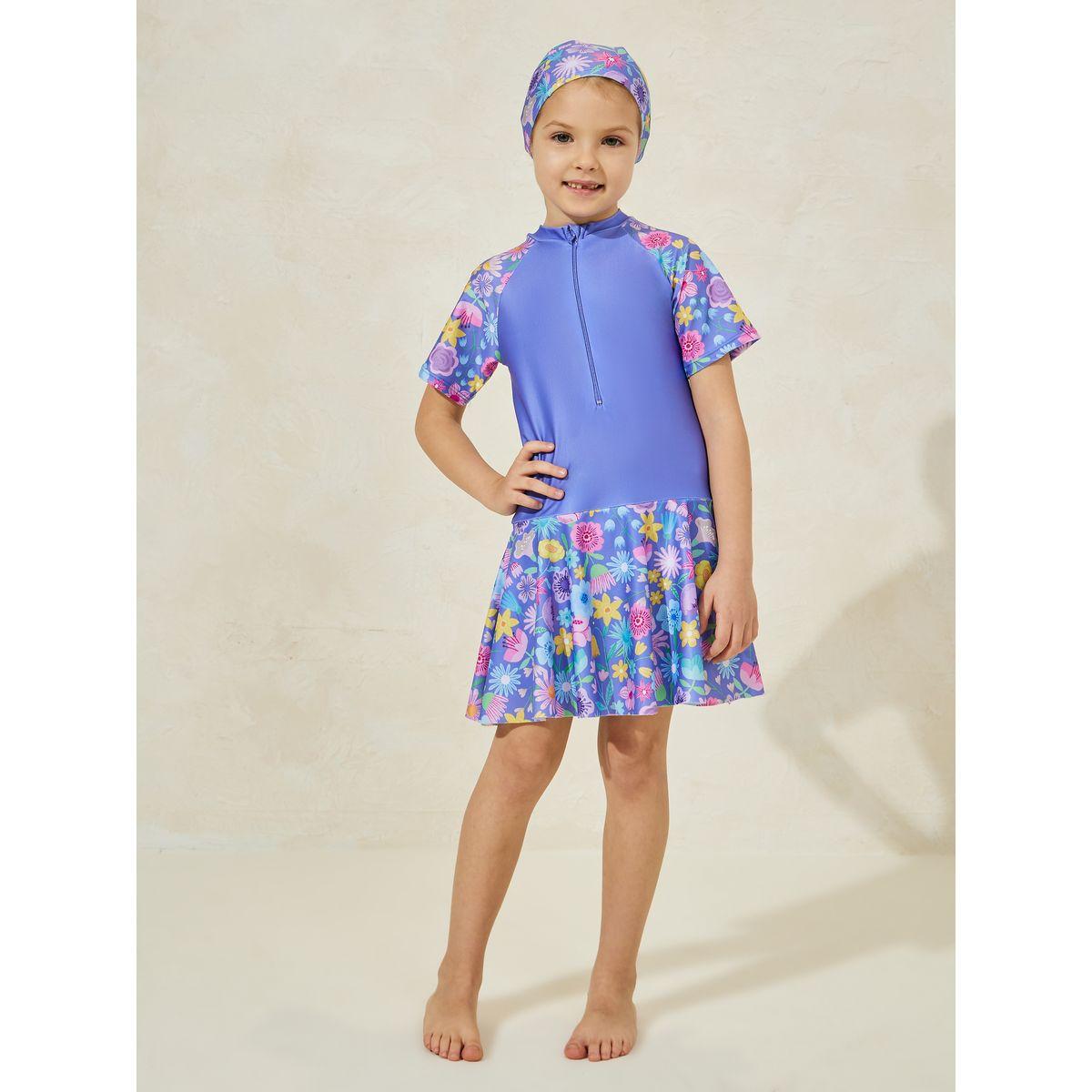 Styli Floral Print Quick-Drying Swimsuit with Cap-sports-gear-gym-image-1