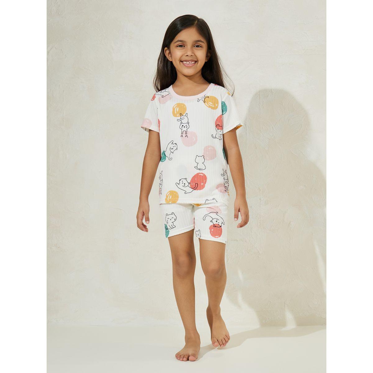طقم من بنطال بيجاما وتيشيرت بطبعة قطة-girls-clothing-nightwear-image-5