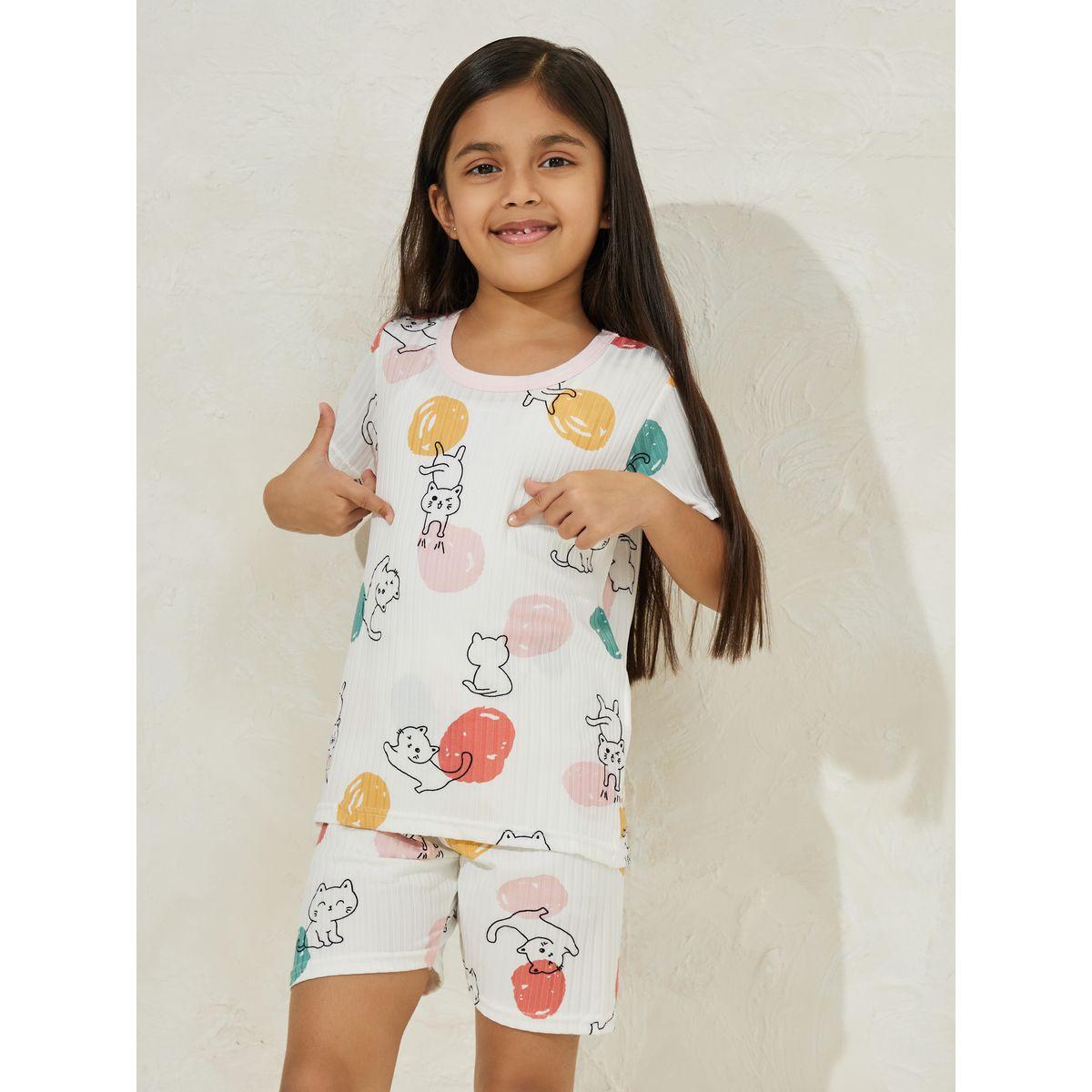 طقم من بنطال بيجاما وتيشيرت بطبعة قطة-girls-clothing-nightwear-image-4