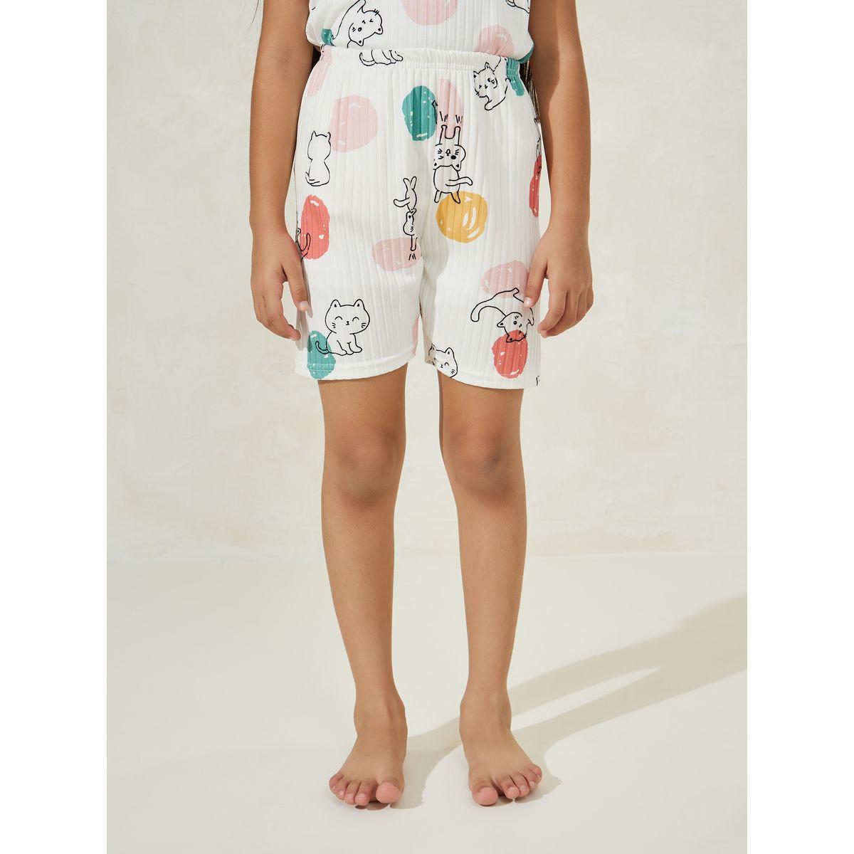 Styli Cat Graphic Print T-Shirt & Shorts Set-girls-clothing-nightwear-image-5