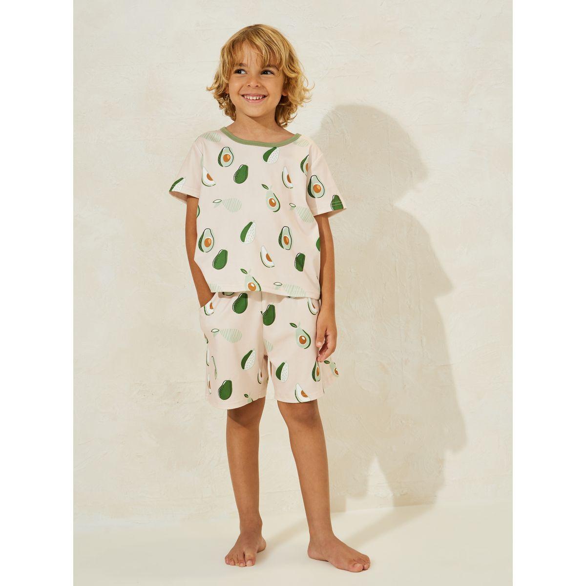 Styli Avocado Print T-Shirt & Shorts Set-boys-clothing-nightwear-image-1