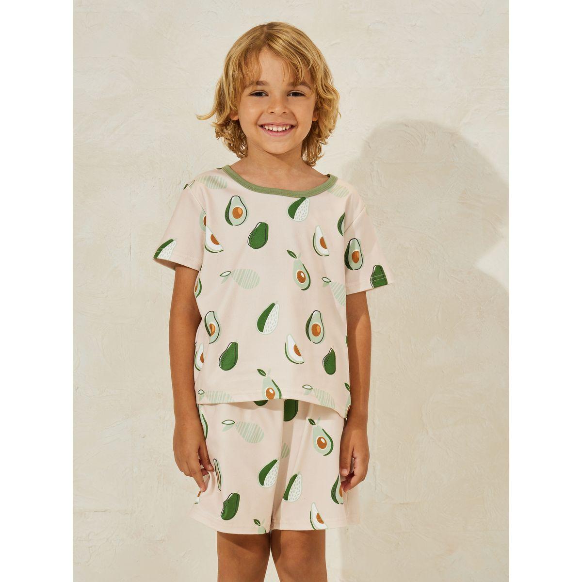 Styli Avocado Print T-Shirt & Shorts Set-boys-clothing-nightwear-image-2