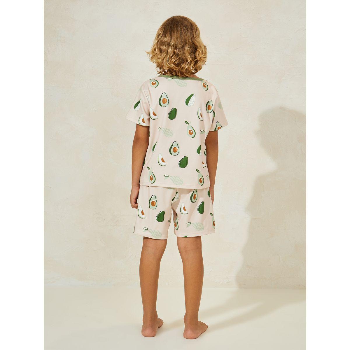 Styli Avocado Print T-Shirt & Shorts Set-boys-clothing-nightwear-image-4