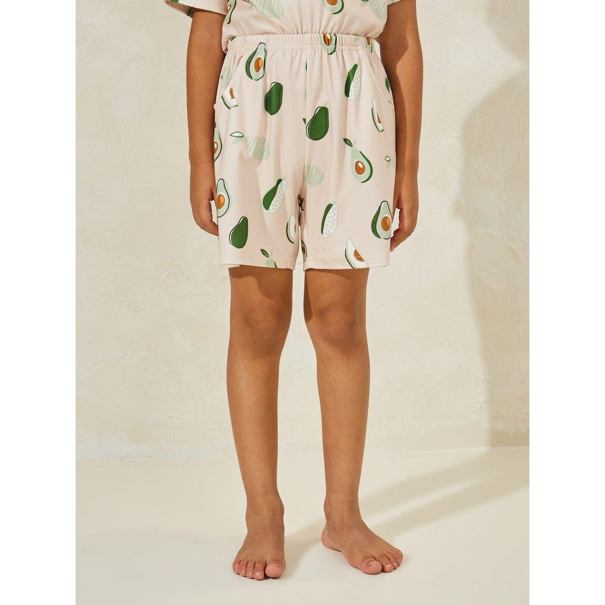 Styli Avocado Print T-Shirt & Shorts Set-boys-clothing-nightwear-image-5