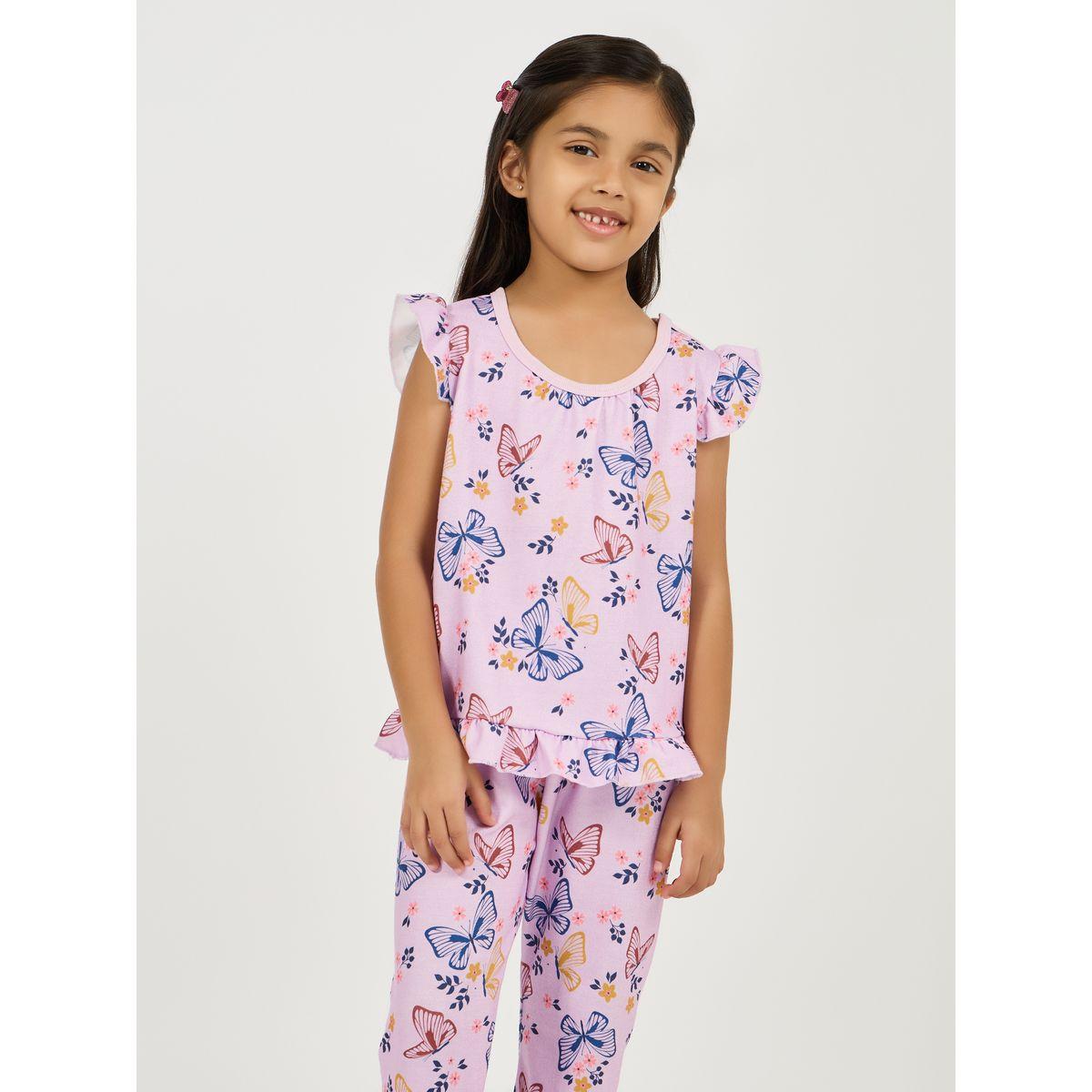 Styli Butterfly Print Top & Pyjama Set-girls-clothing-nightwear-image-2