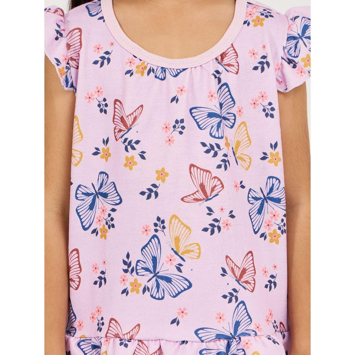 طقم من بنطال بيجاما مع بلوزة بطبعة فراشة-girls-clothing-nightwear-image-4