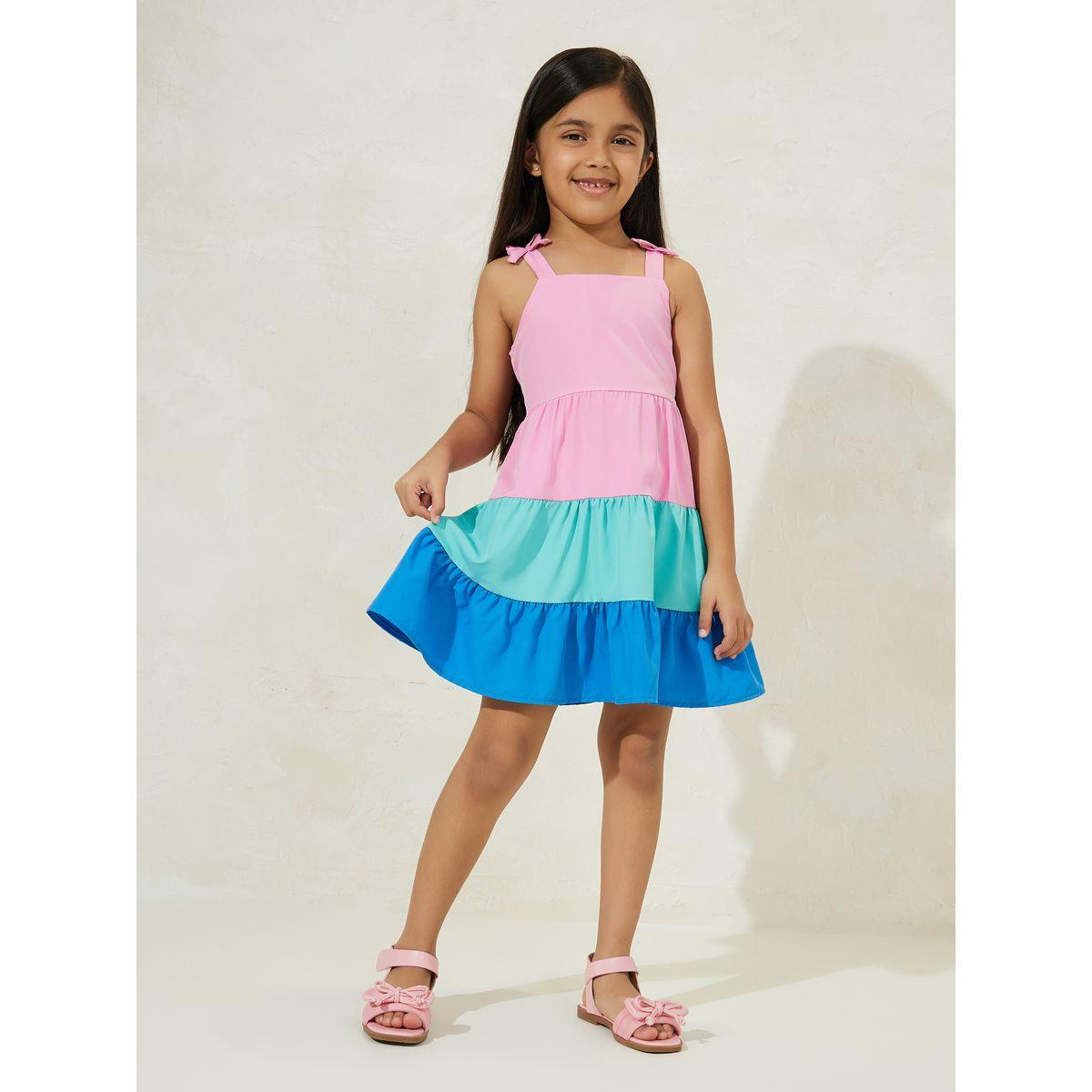فستان كامي بكسرات ونمط كتل الالوان-girls-clothing-dressesandjumpsuits-image-1