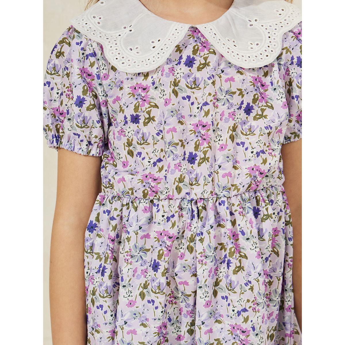 Styli Floral Print Schiffli Collar Dress-girls-clothing-dressesandjumpsuits-image-3