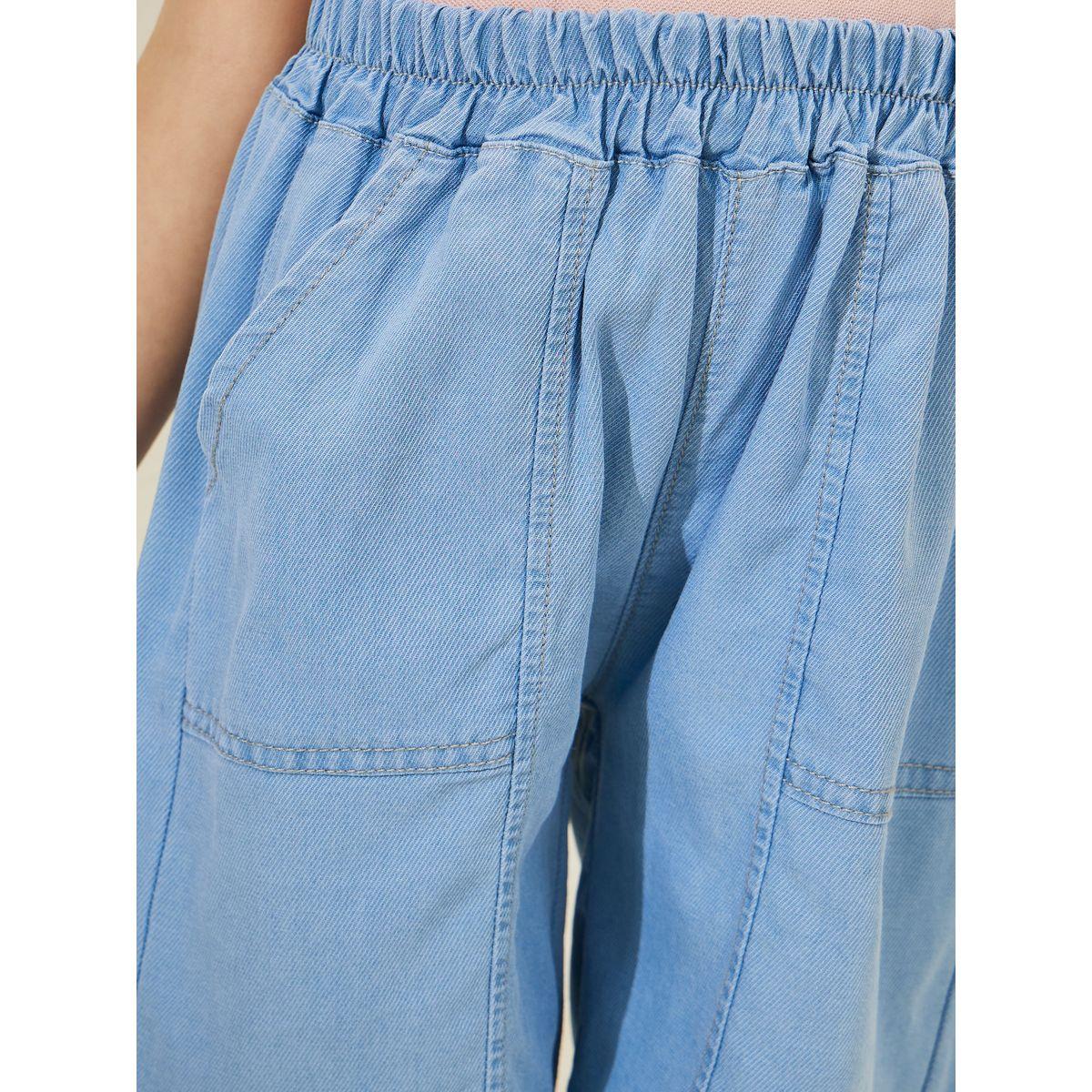شورت دنيم بخصر عالي وجيوب-girls-clothing-bottoms-shorts-image-4