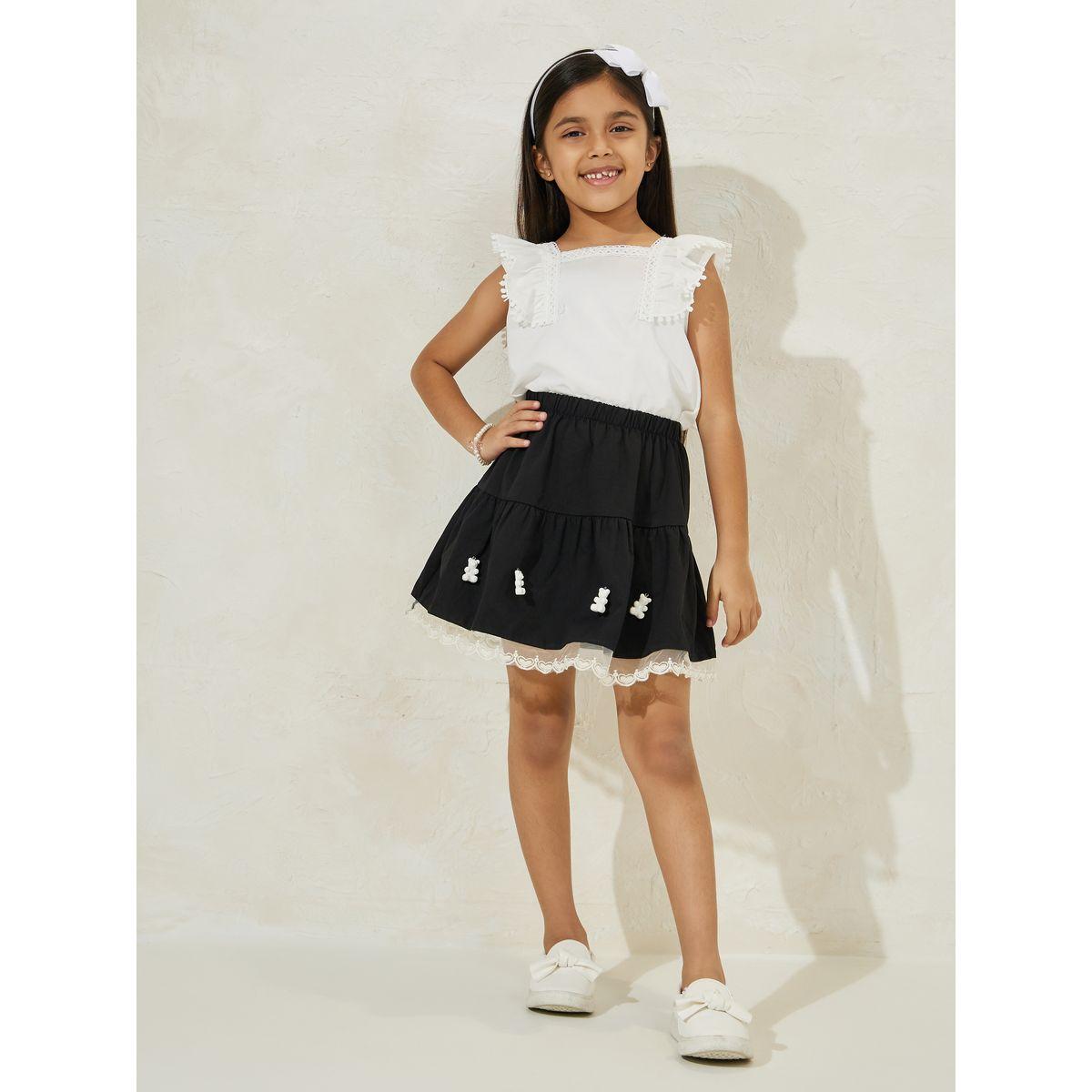 Styli Bear Accent Detail Lace Hem Skirt-girls-clothing-bottoms-skirts-image-2