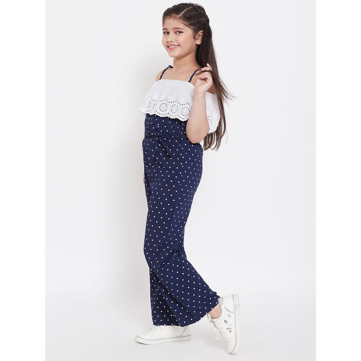 Stylo Bug X Styli Polka Dot Print Shoulder Straps Casual Jumpsuit-girls-clothing-rompers-image-2
