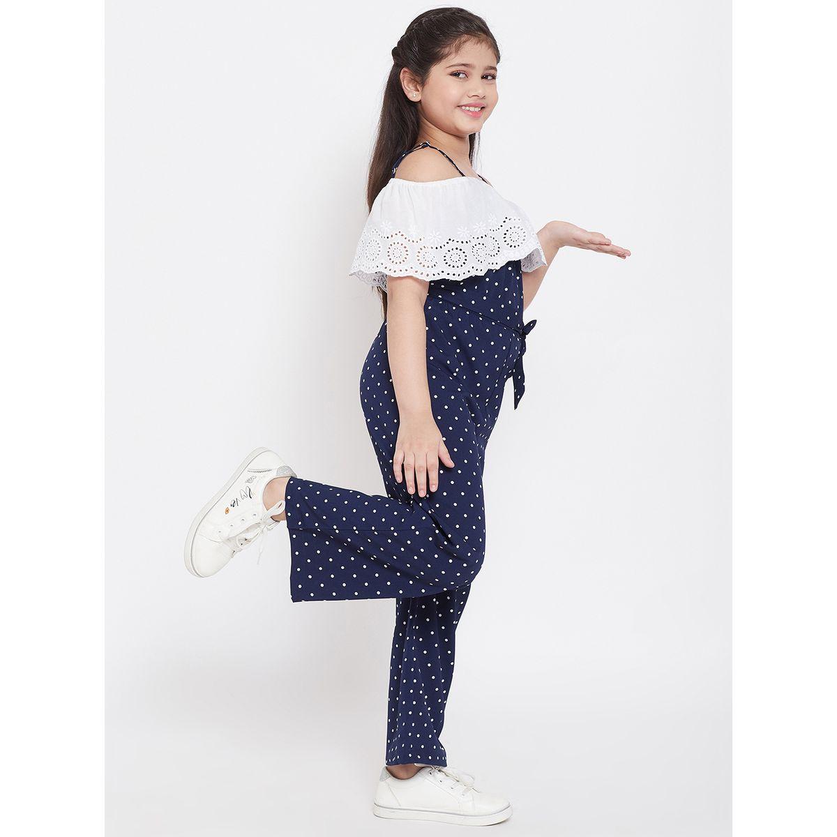 Stylo Bug X Styli Polka Dot Print Shoulder Straps Casual Jumpsuit-girls-clothing-rompers-image-5