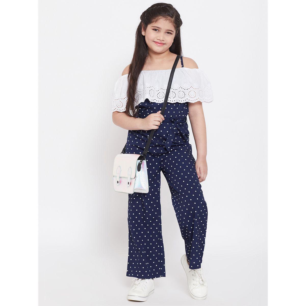 Stylo Bug X Styli Polka Dot Print Shoulder Straps Casual Jumpsuit-girls-clothing-rompers-image-6