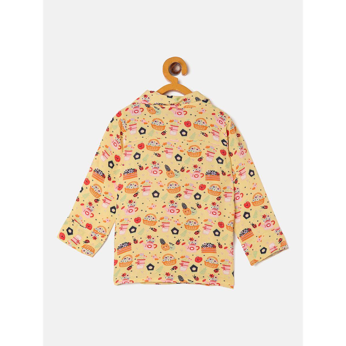 Stylo Bug X Styli Backyard Garden Graphic Print Shirt & Pyjama Set-girls-clothing-nightwear-image-7