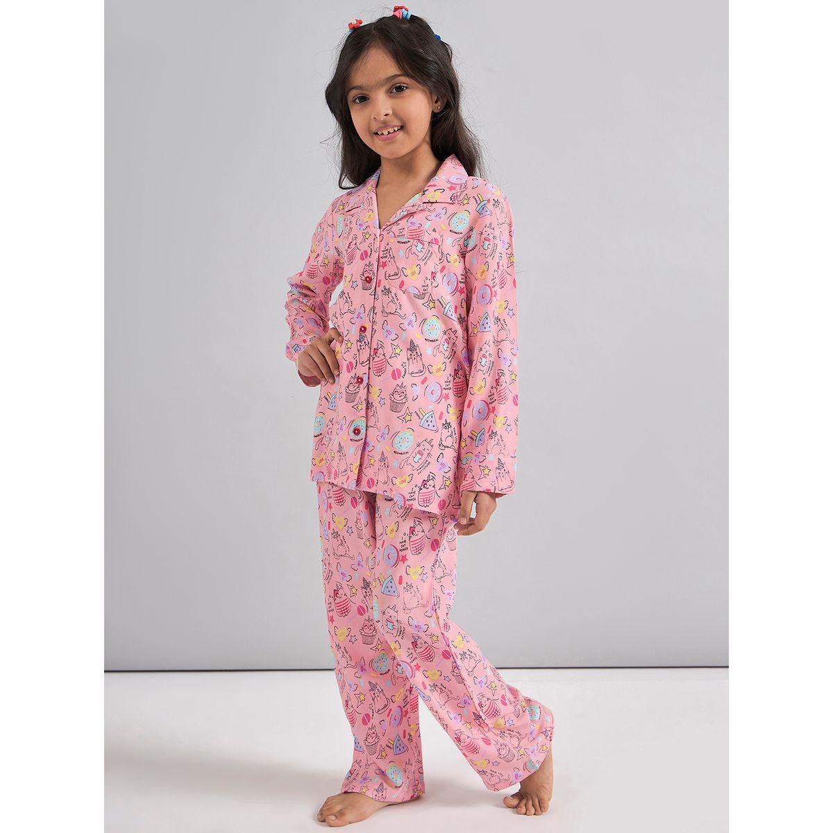 Stylo Bug X Styli Catitude Graphic Print Shirt & Pyjama Set-girls-clothing-nightwear-image-3