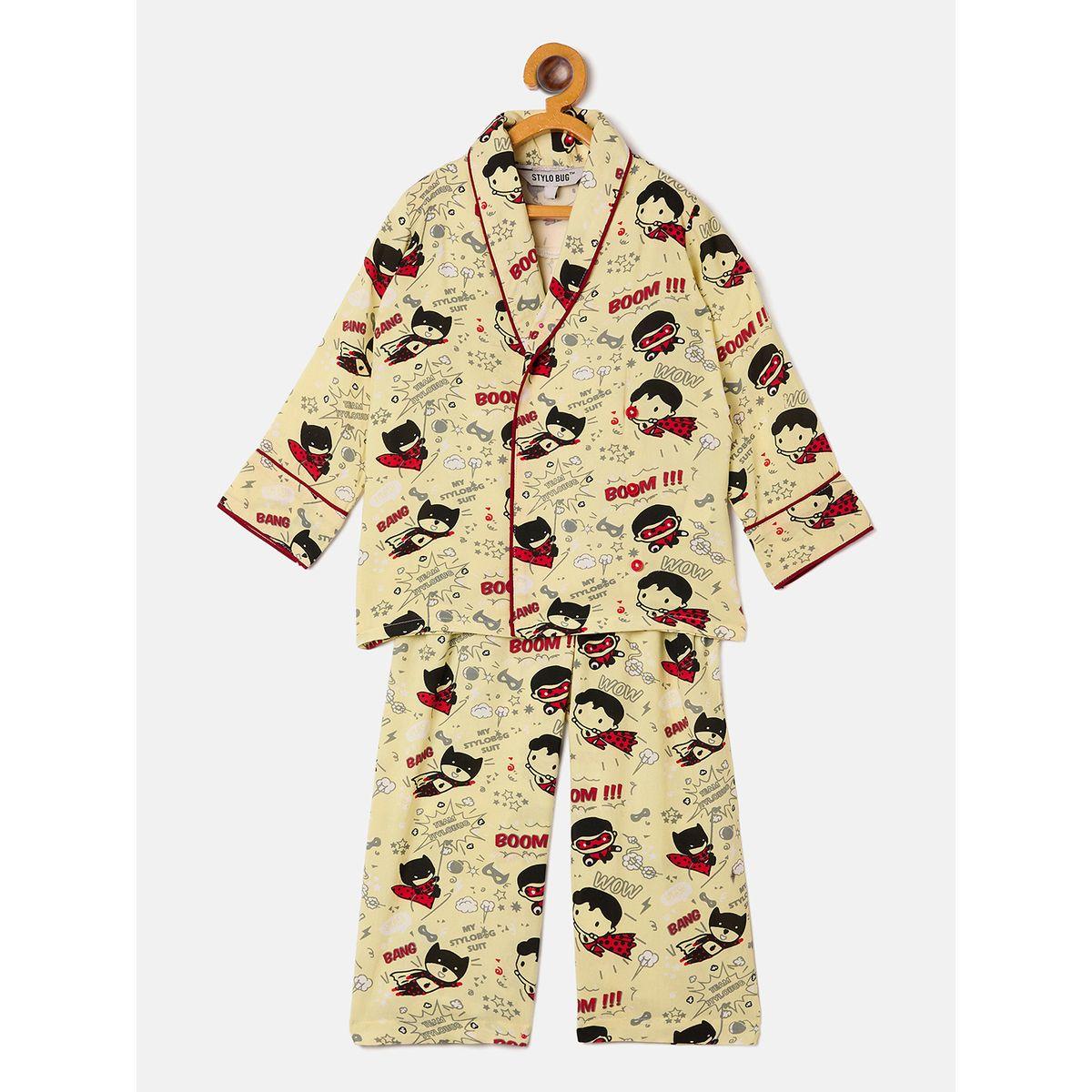 Stylo Bug X Styli Super Hero Graphic Print Shirt & Pyjama Set-boys-clothing-nightwear-image-1