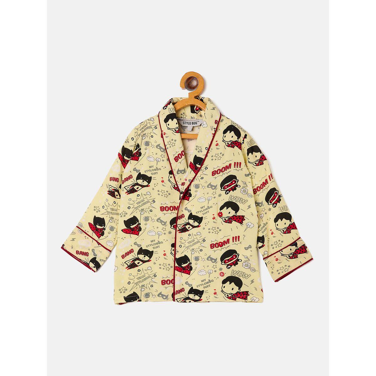Stylo Bug X Styli Super Hero Graphic Print Shirt & Pyjama Set-boys-clothing-nightwear-image-2