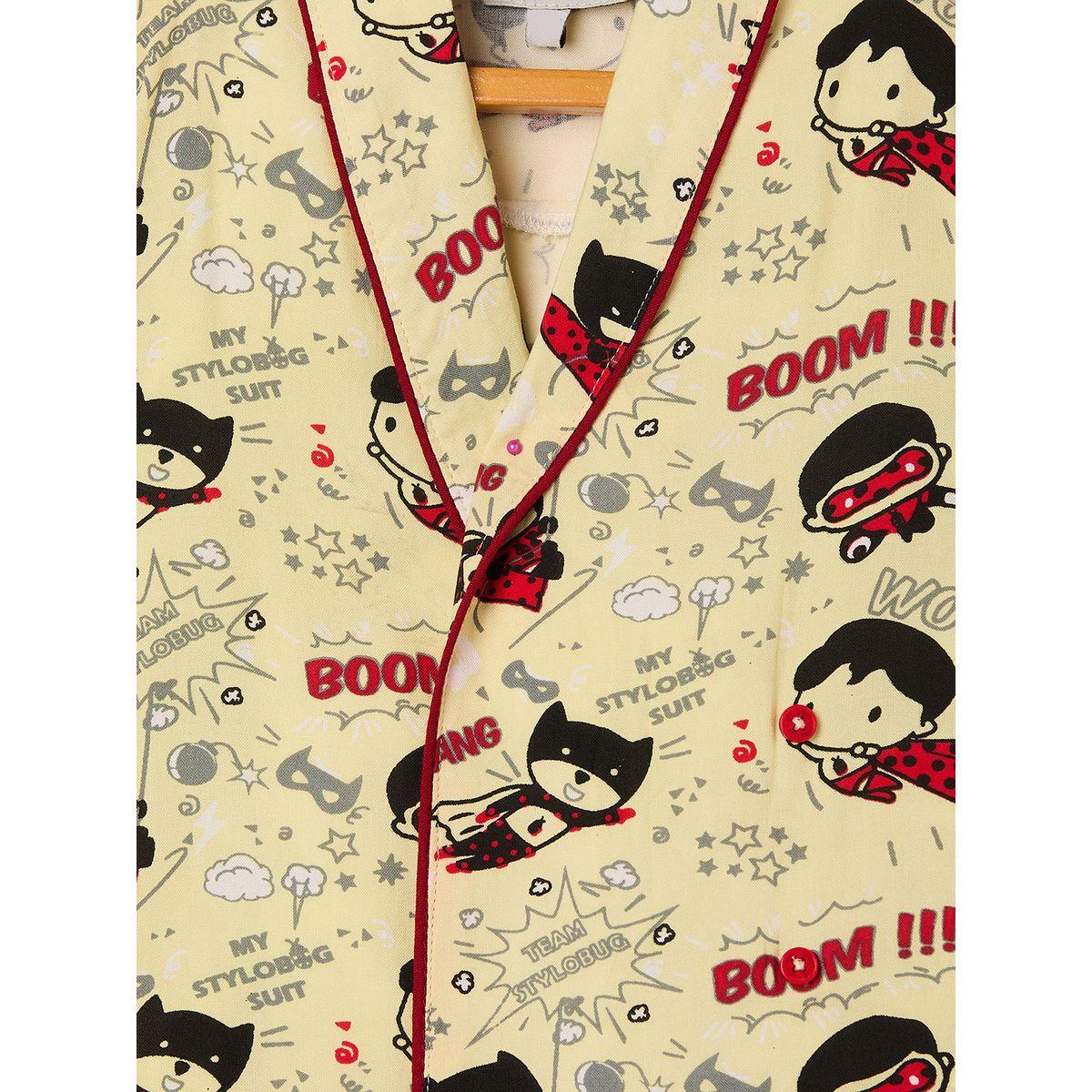 طقم من بنطال بيجاما مع بلوزة بطبعة جرافيك ستايلو بَج × ستايلي-boys-clothing-nightwear-image-6