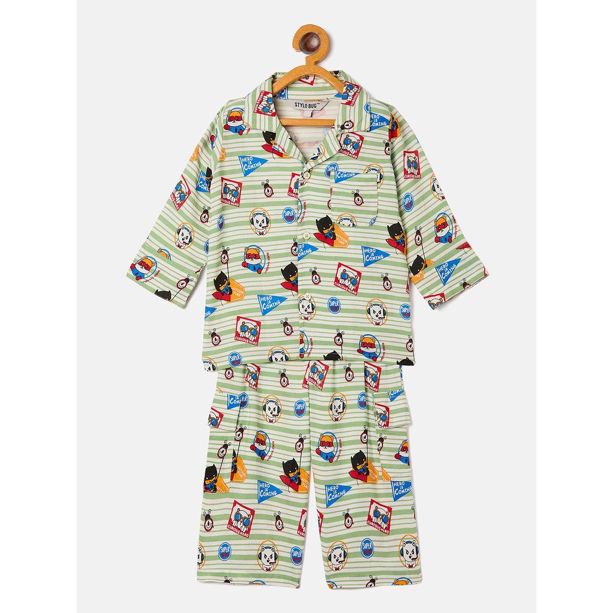 طقم من بنطال بيجاما مع بلوزة بطبعة جرافيك ستايلو بَج × ستايلي-boys-clothing-nightwear-image-1