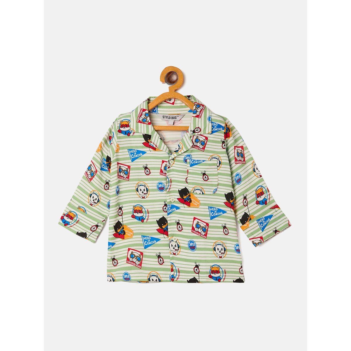 Stylo Bug X Styli Super Hero Graphic Print Shirt & Pyjama Set-boys-clothing-nightwear-image-2