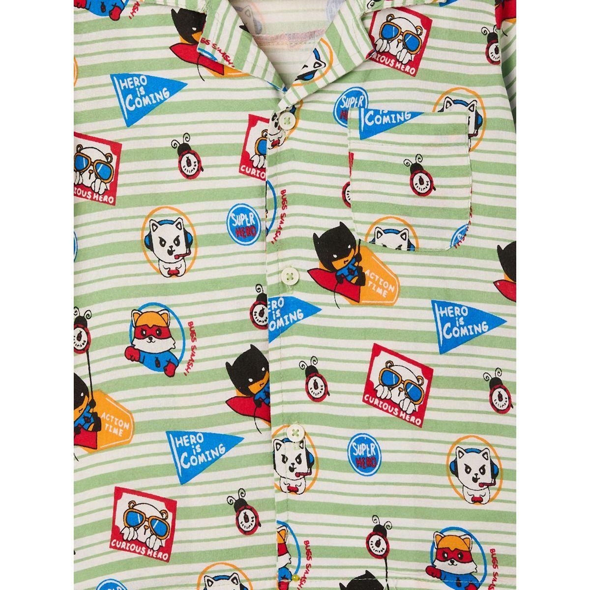 Stylo Bug X Styli Super Hero Graphic Print Shirt & Pyjama Set-boys-clothing-nightwear-image-6