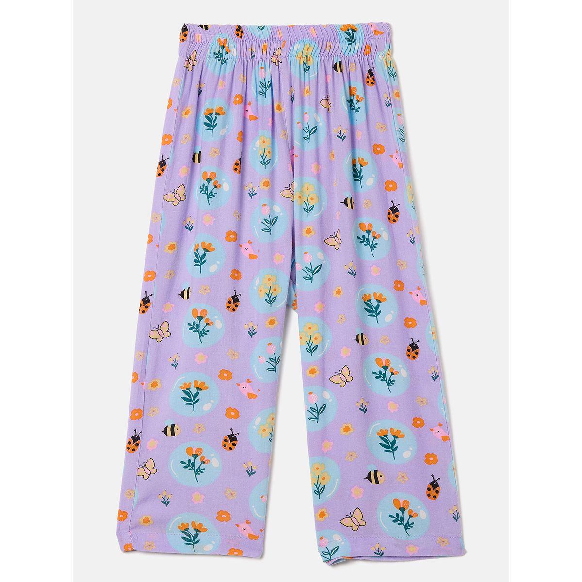 Stylo Bug X Styli Floral Graphic Print Top & Pyjama Set-girls-clothing-nightwear-image-5