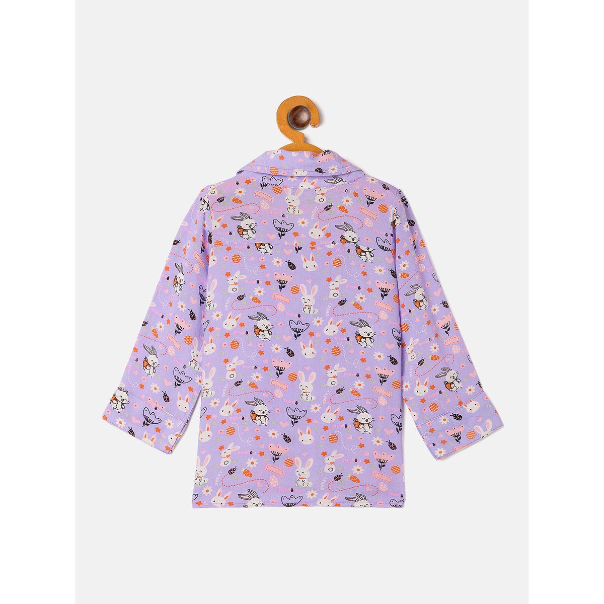 Stylo Bug X Styli Bunny Graphic Print Shirt & Pyjama Set-girls-clothing-nightwear-image-3