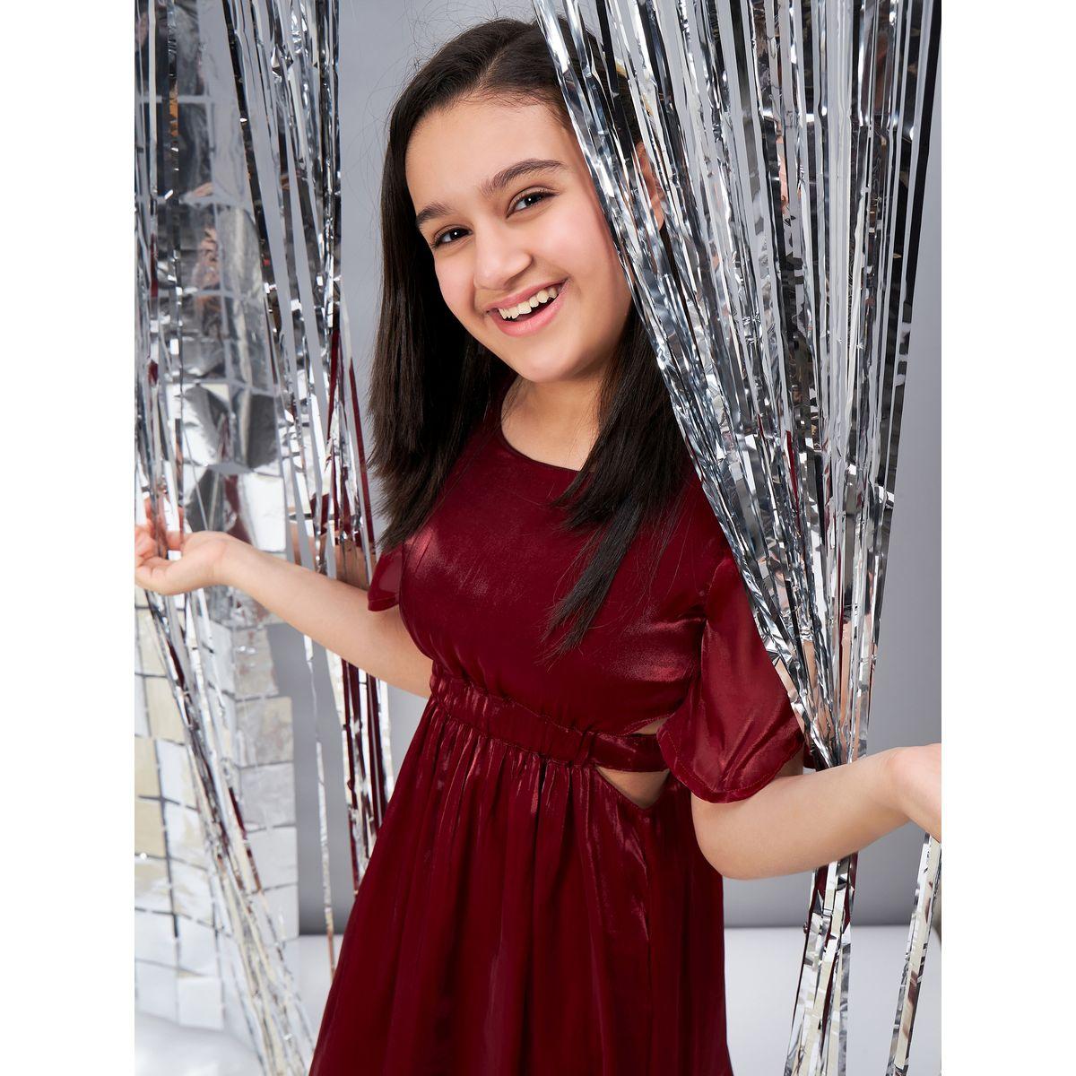 Stylo Bug X Styli Solid Elastic Waistband Skater Dress-girls-clothing-dressesandjumpsuits-image-7